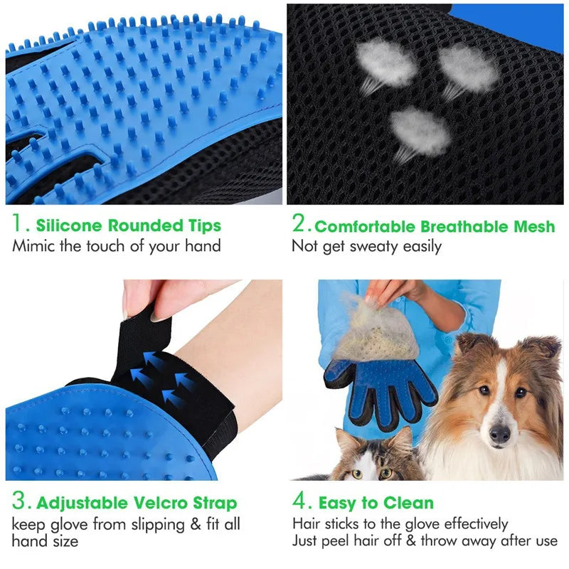 NONOR Rubber Pet Bath Brush Protection Silicone Cat Comb Glove Massage Grooming Dogs Cats Supplies