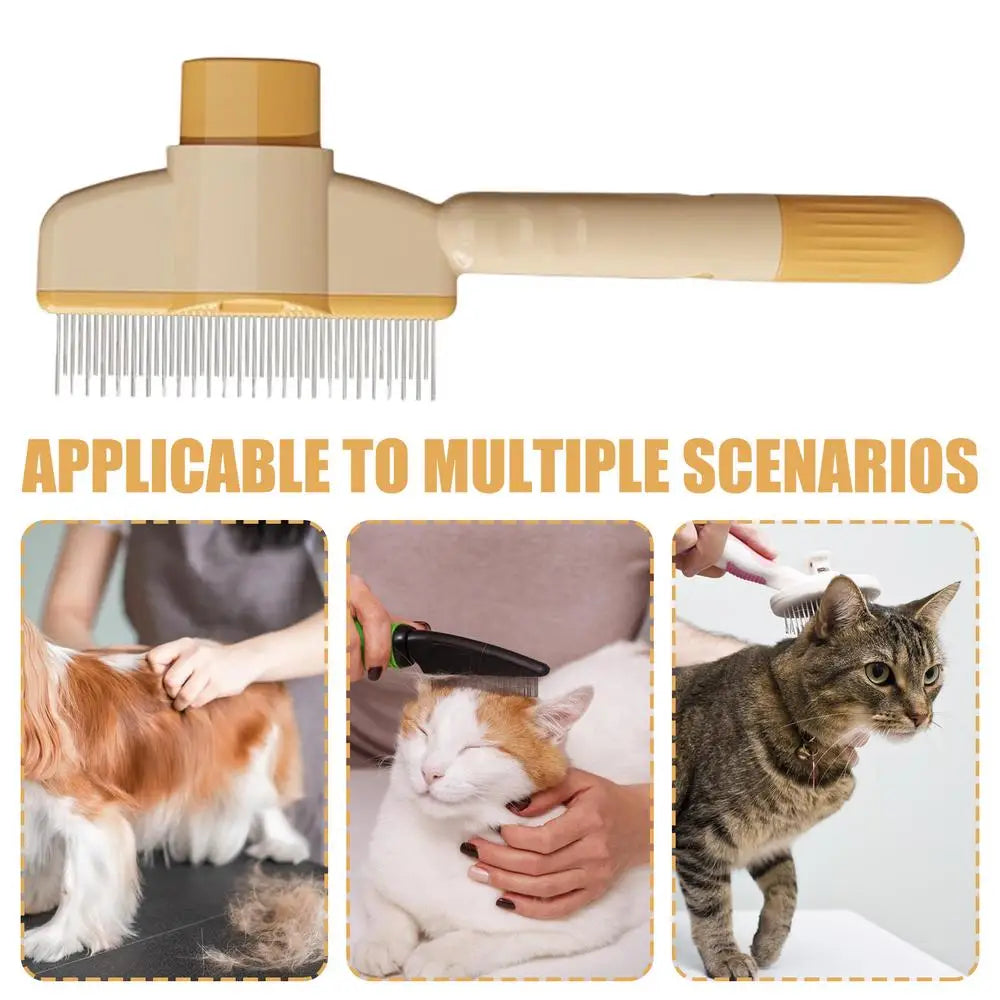 Cat Comb Self-Cleaning Long Hair Matting Tool Dog and Cat Slicker Comb for Pets Shedding Grooming Brush To Remove Knots