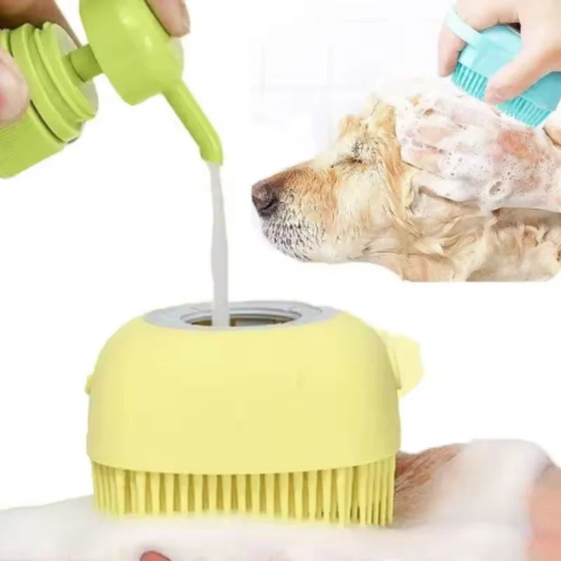 Silicone Dog Bath Massage Gloves Brush Pet Cat Bathroom Cleaning Tool Comb Brush for Dog Can Pour Shampoo Dog Grooming Supplies
