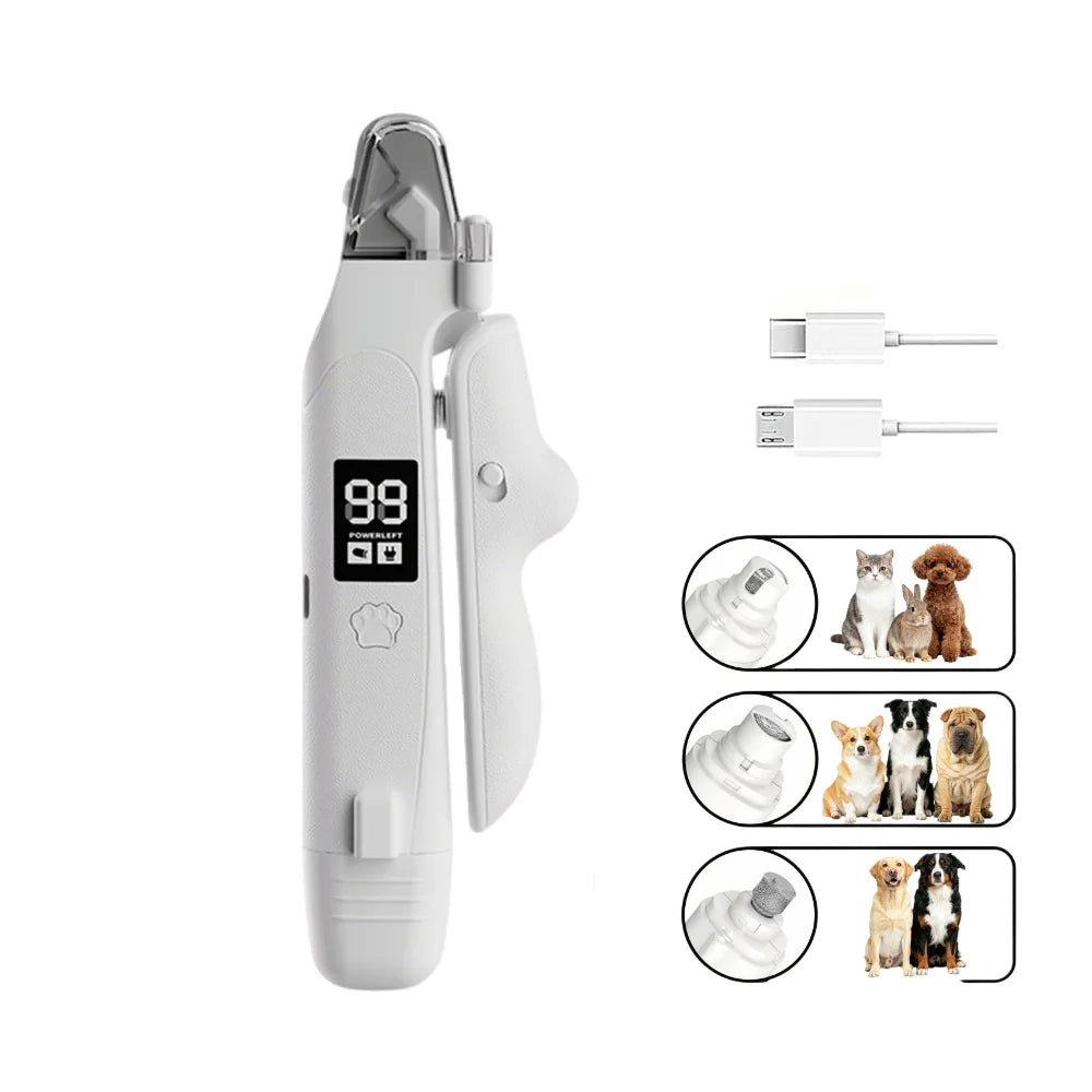 Pet Nail Clippers for Dog & Cat Low Noise Electric Pet Nail Trimmer  with LED Light Rechargeable Quiet Nail Clipper Grinder