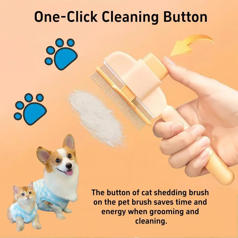 Cat Comb Self-Cleaning Long Hair Matting Tool Dog and Cat Slicker Comb for Pets Shedding Grooming Brush To Remove Knots