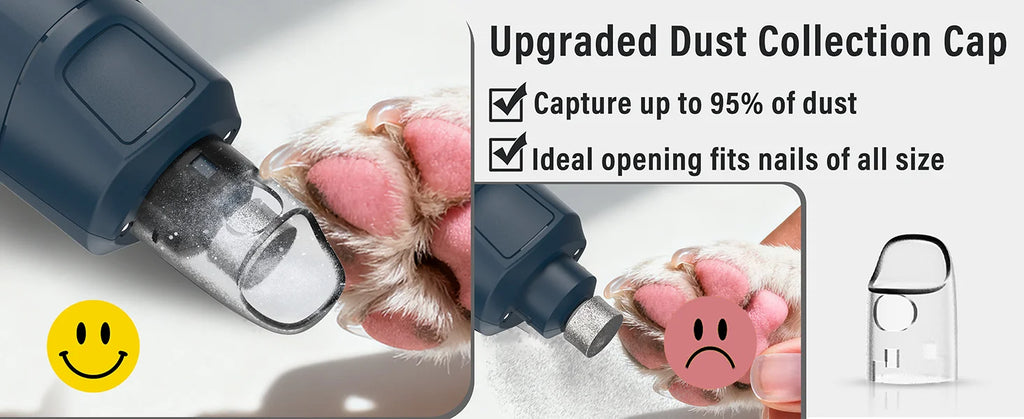 JOYU 6-Speed Quiet Pet Nail Grinder Electric Dog Nail Trimmer Paws Clippers with Dual LED Lights for Cats Claws Cutter Grooming
