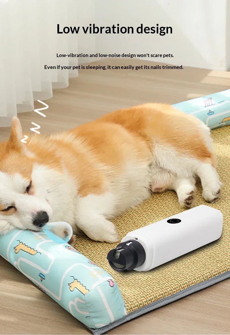 Rechargeable Pet Nail Grinder Electric Dog Cat Claw Trimmer LED Light Safety Guard Quiet Grooming File Tool