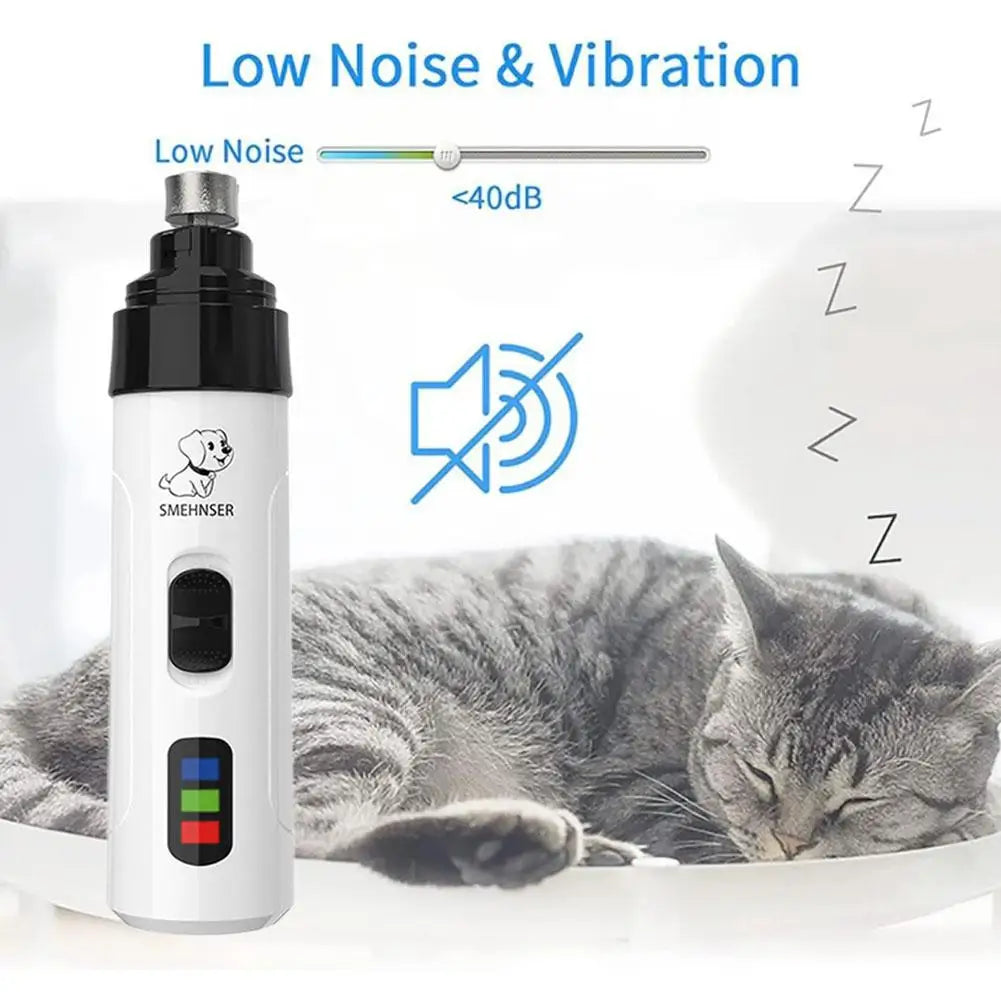 LED Electric Pet Nail Grinder Ultra Quiet USB Rechargeable Pet Nail Trimmer With LED Light Low Noise Paw Care Tool For Dogs Cats