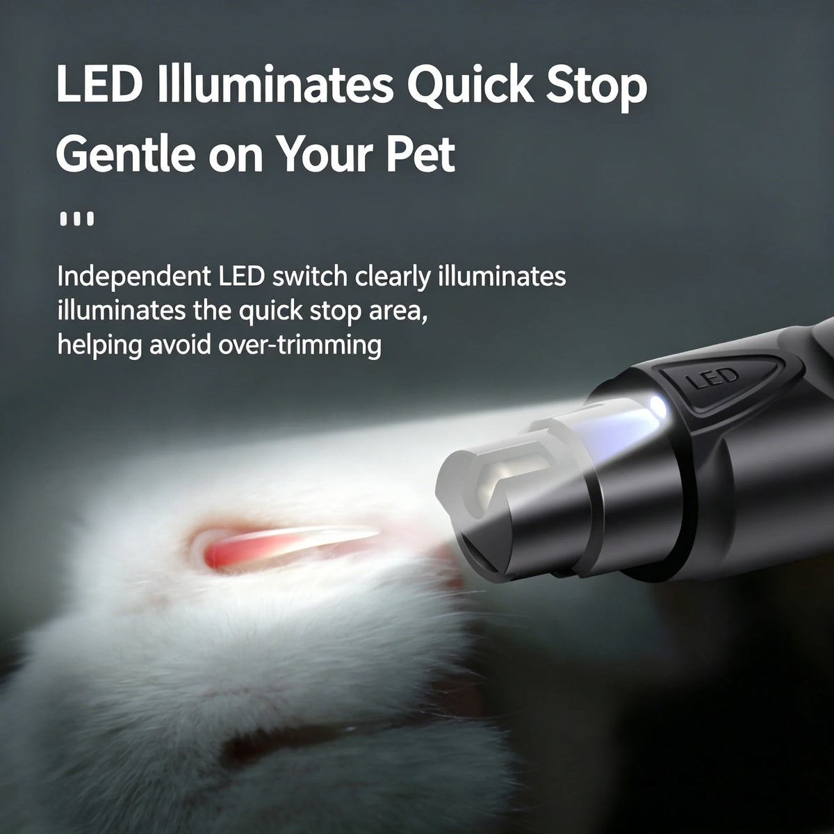 Pet Nail Grinder with LED Illumination 2 Speed Setting Quiet Nail Trimmer USB Rechargeable for Dogs Pets