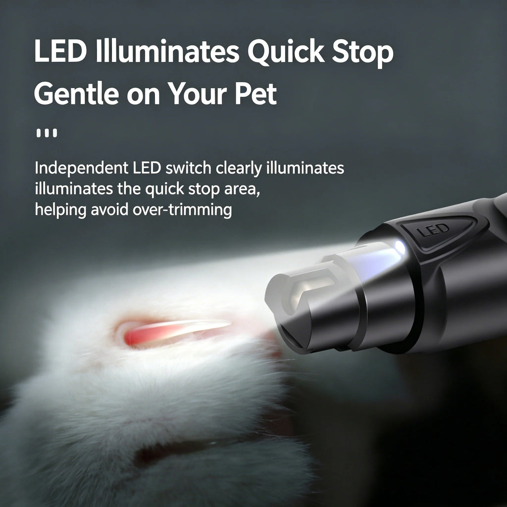 Pet Nail Grinder with LED Illumination 2 Speed Setting Quiet Nail Trimmer USB Rechargeable for Dogs Pets