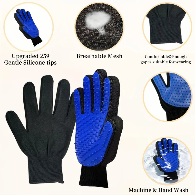 2 Pcs Cleaning Gloves Suitable for Hair Removal Tools for Dogs Cats Pet Massage and Caressing Gloves, Hair Removal Glove Brush