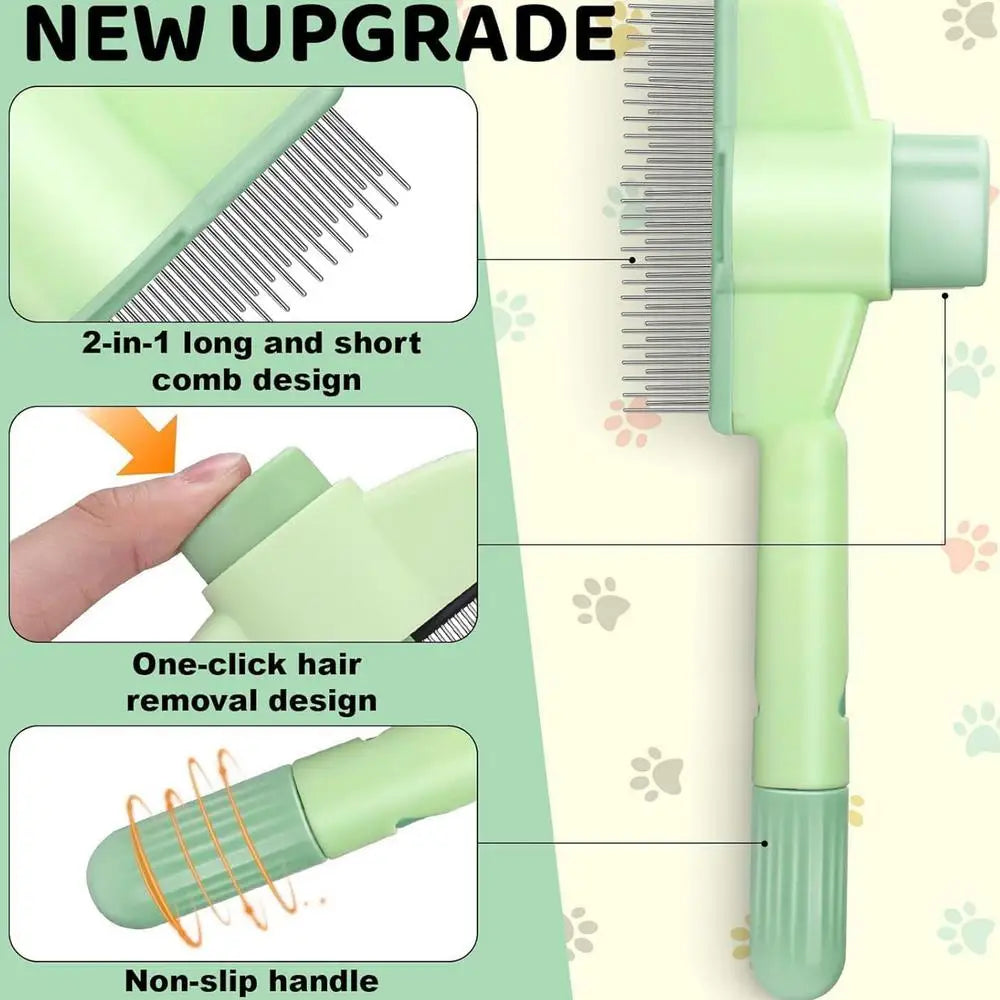 Cat Comb Self-Cleaning Long Hair Matting Tool Dog and Cat Slicker Comb for Pets Shedding Grooming Brush To Remove Knots