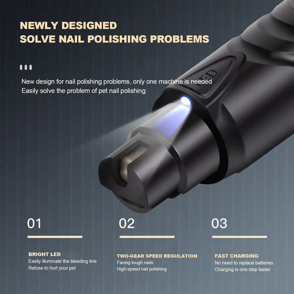 Dog Nail Grinder Super Quiet Electric Nail Grinder With LED Light Claw Grooming Toenail Clippers 2 Speeds Pet Supplies For Small
