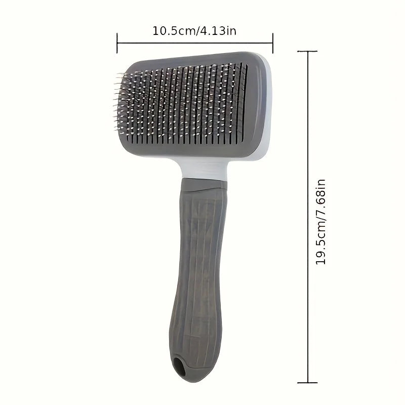 1 pet brush with easy-to-clean buttons, a pet massage comb for effective detangling and hair removal, with an ergonomic