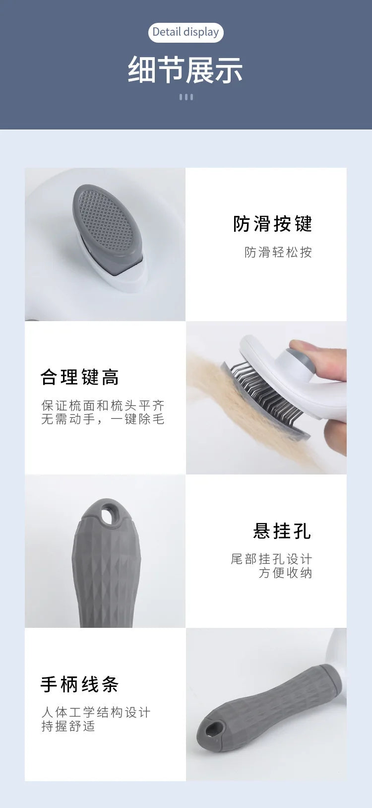 Self-Cleaning Pet Slicker Brush One-Click Cat Dog Hair Remover Professional Grooming Comb for Long/Short Fur Pets Supplies