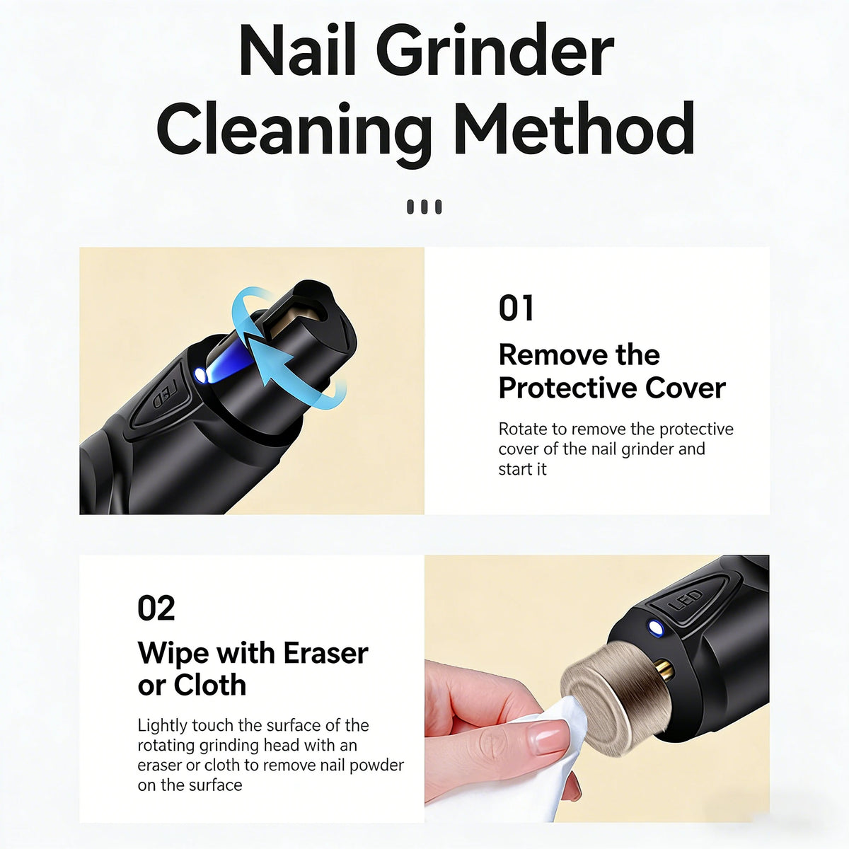 USB Rechargeable Pet Nail Grinder with LED Illumination, 2 Speed Quiet Electric Nail Trimmer, Painless Pet Nail Clipper for Dogs