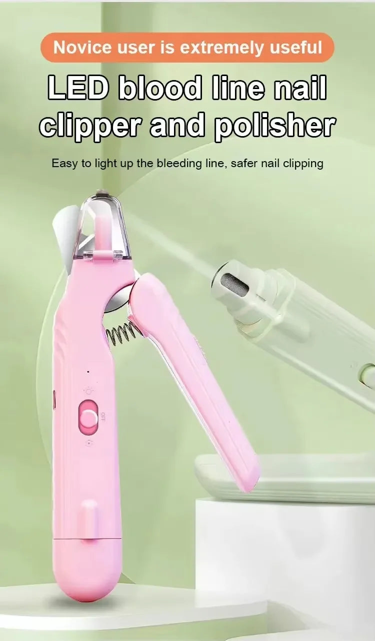 Pet Nail Clippers, Quiet Pet Nail Grinder With LED Lights for Large Medium Small Puppy Dogs and Cats, Pet Nail Grooming Tool