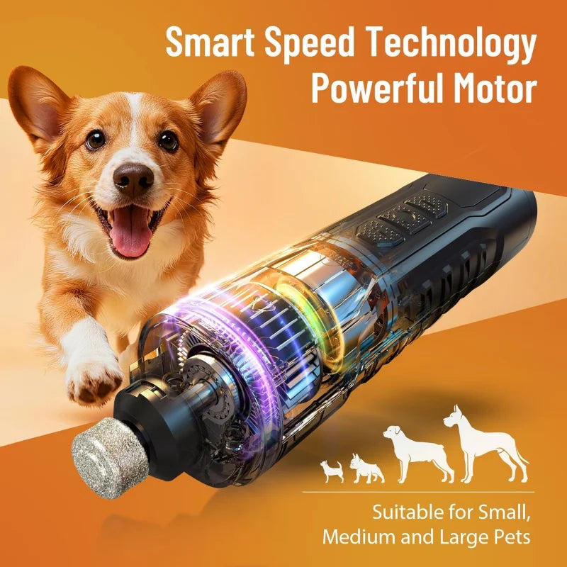 5 Speed Quiet Rechargeable Pet Nail Grinder LED Light Adjustable Safety Guard for Small Medium Large Dogs Cats Dog Nail Trimmer