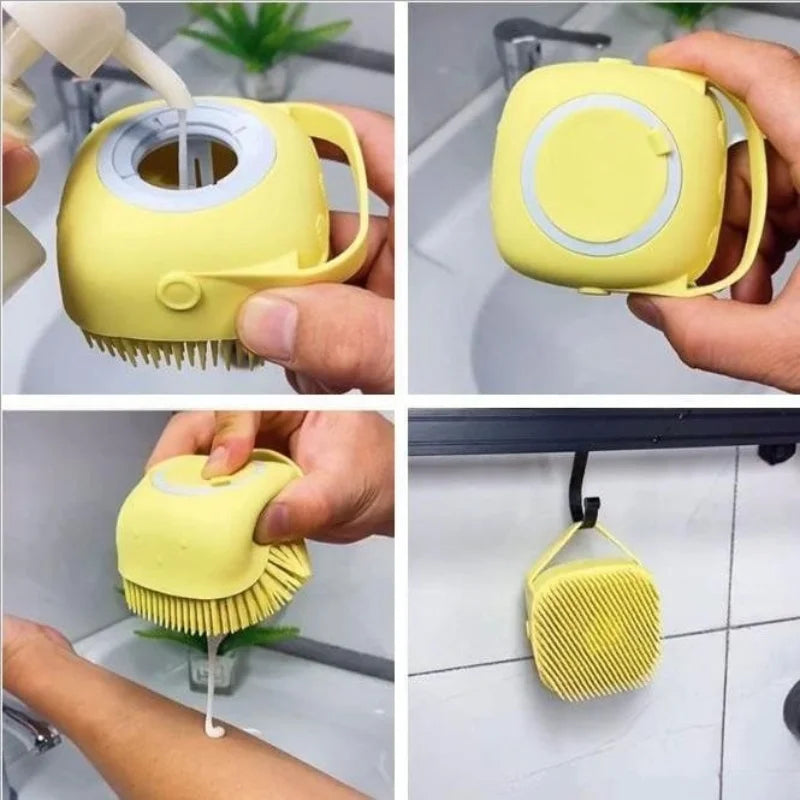 Silicone Dog Bath Massage Gloves Brush Pet Cat Bathroom Cleaning Tool Comb Brush for Dog Can Pour Shampoo Dog Grooming Supplies