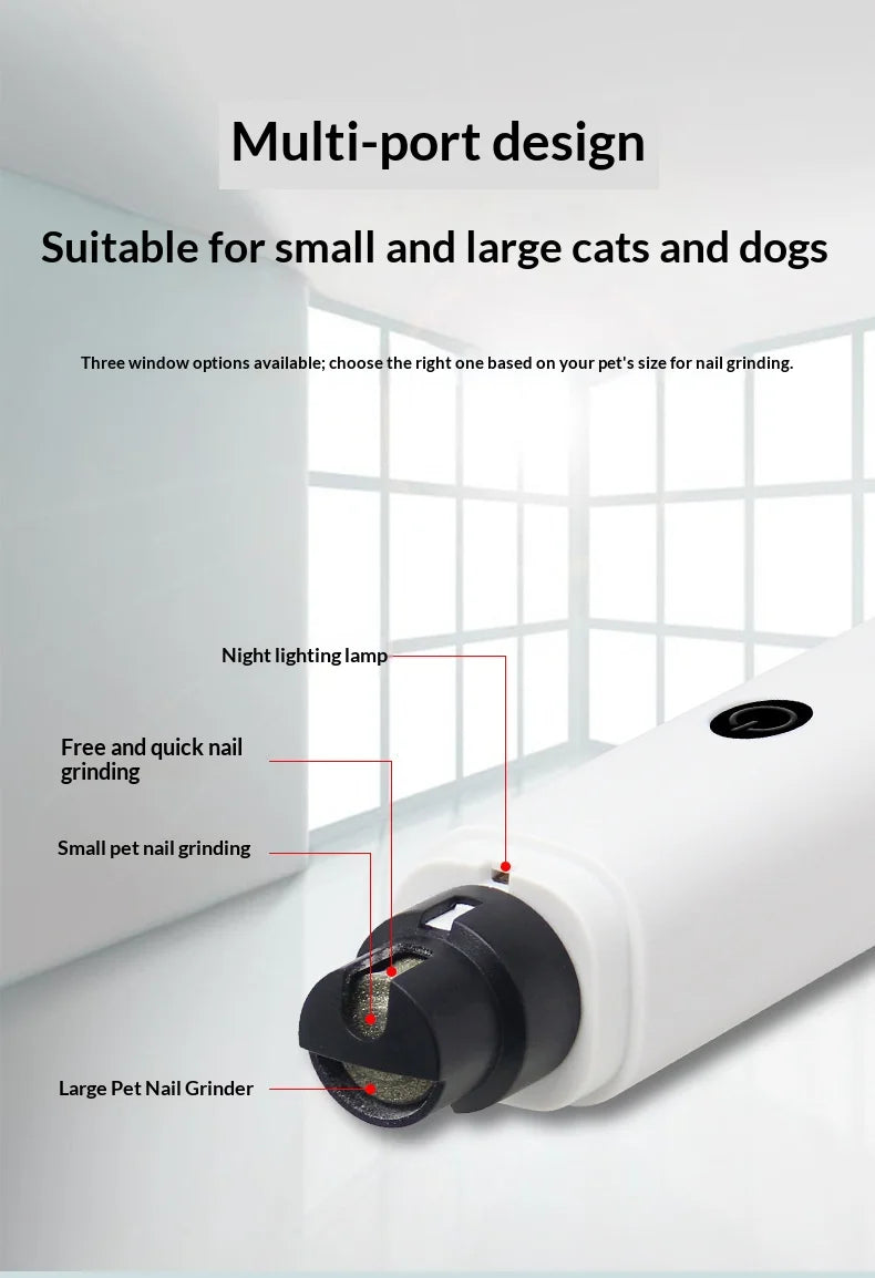 Electric Pet Nail Grinder for Dogs Cats, Quiet Claw Trimmer with LED Light & Safety Guard, Rechargeable Puppy Nail File Painless