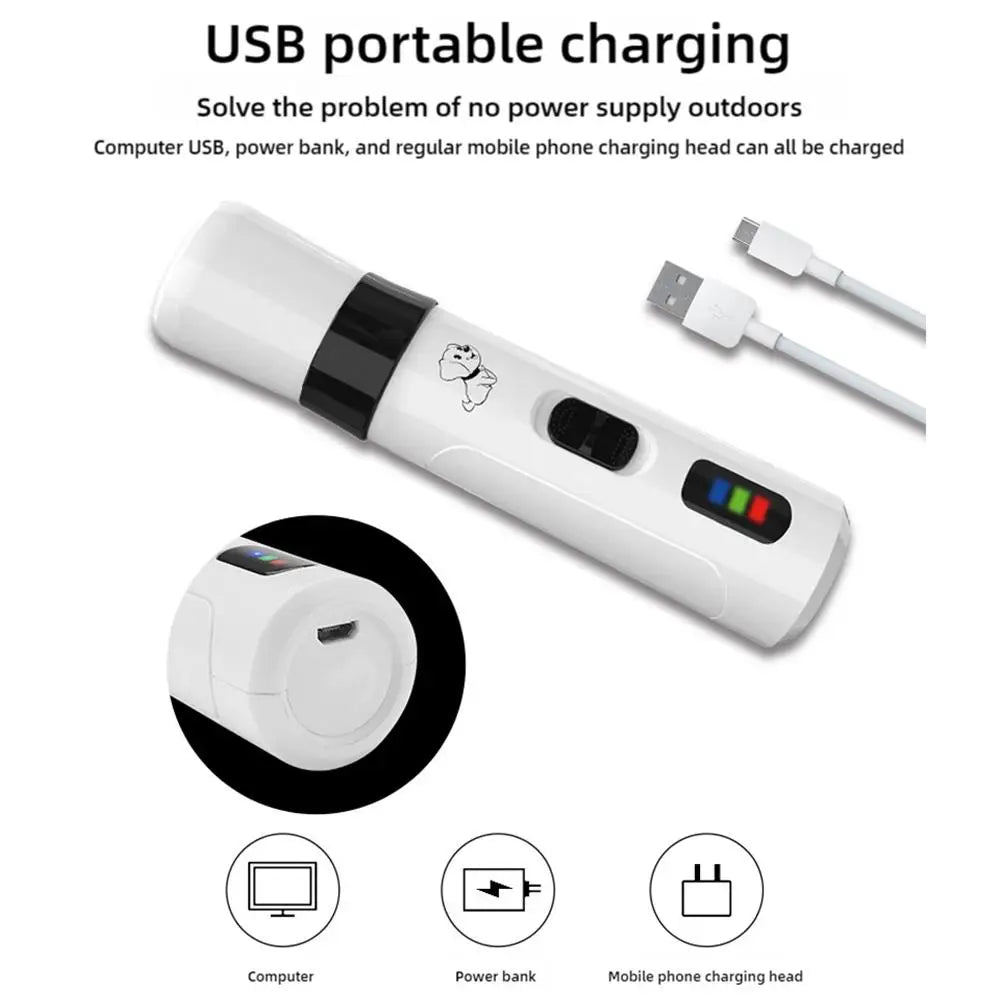 Dog Nail Grinder USB Rechargeable Electric Pet Paws Clipper Super Quiet Rechargeable Electric Dog Nail Trimmer Painless With LED