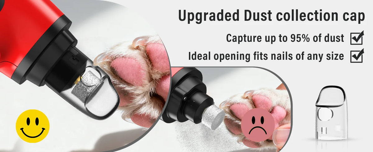JOYU Rechargeable Dog Nail Grinder with LED Light - 6 Speed Quiet Electric Pet Nail Trimmer for Small Medium Large Dogs & Cats