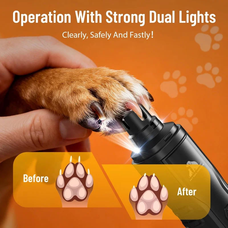 5 Speed Quiet Rechargeable Pet Nail Grinder LED Light Adjustable Safety Guard for Small Medium Large Dogs Cats Dog Nail Trimmer