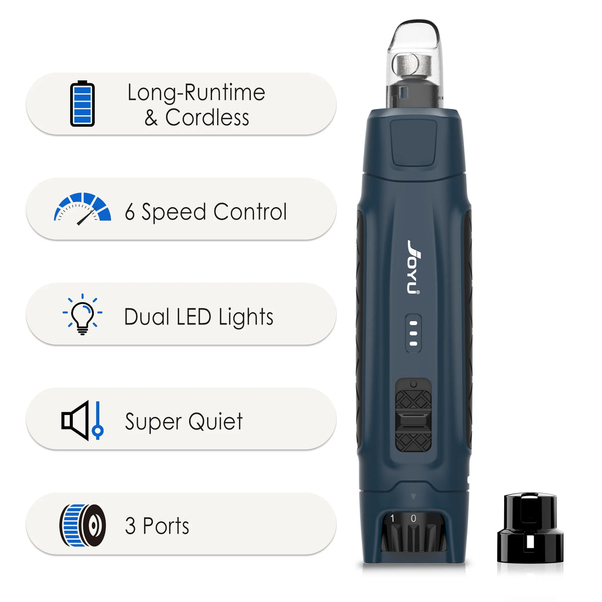 JOYU 6-Speed Quiet Pet Nail Grinder Electric Dog Nail Trimmer Paws Clippers with Dual LED Lights for Cats Claws Cutter Grooming