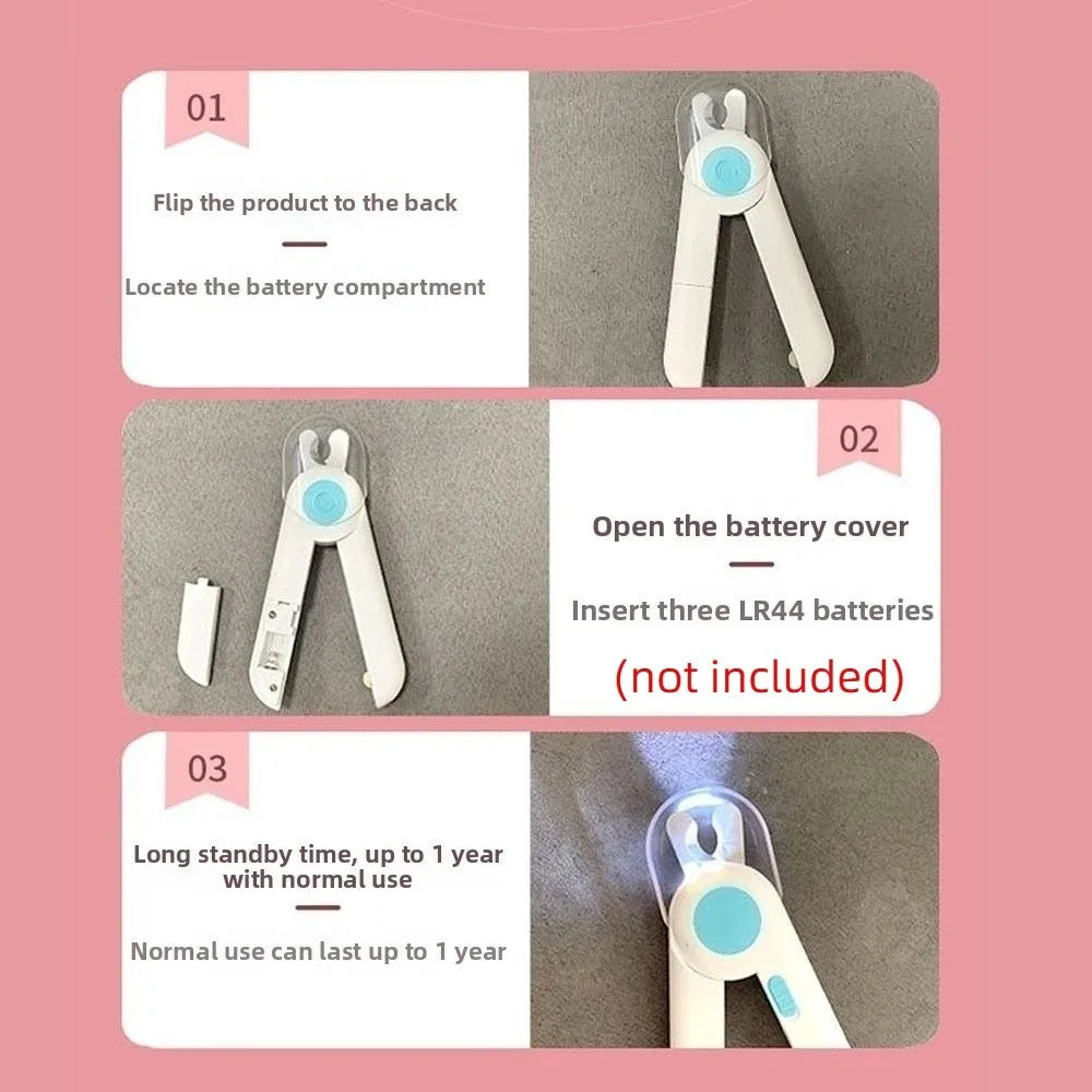 Pet Care Safe Design Dog Nail Clipper Labor-saving Quiet Cat Nail Grinder Safe LED Pet Claw Trimmer Cat Claw Care