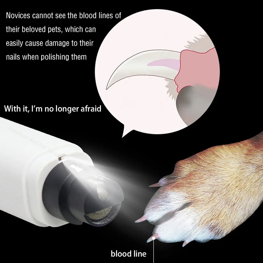 Electric Pet Nail Grinder for Dogs Cats, Quiet Claw Trimmer with LED Light & Safety Guard, Rechargeable Puppy Nail File Painless