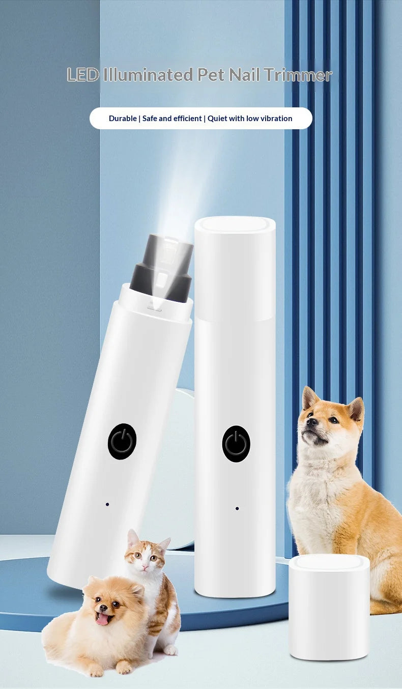Electric Pet Nail Grinder for Dogs Cats, Quiet Claw Trimmer with LED Light & Safety Guard, Rechargeable Puppy Nail File Painless