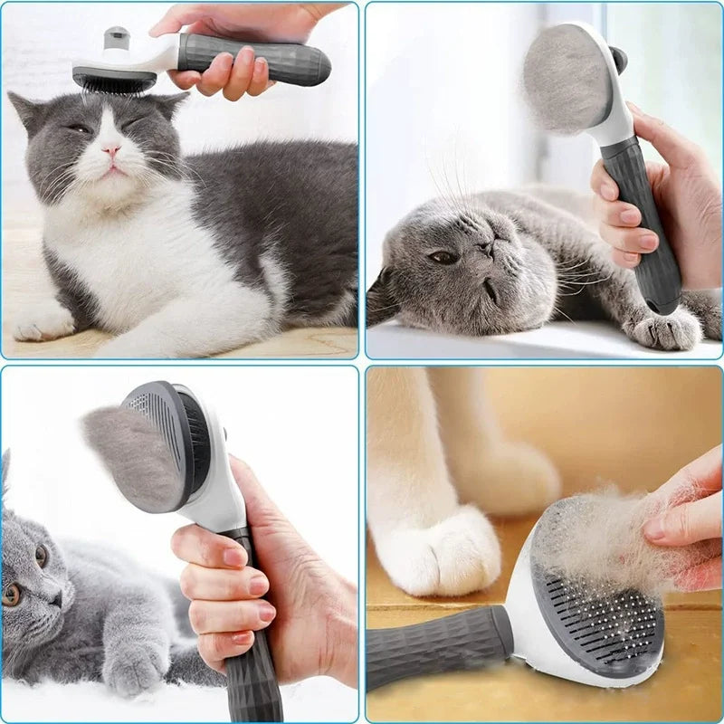Pet One Button Self Cleaning Slicker Brush Automatic Hair Remover Comb Dog Cat Massage Needle Comb For Pet Beauty Care Supplies