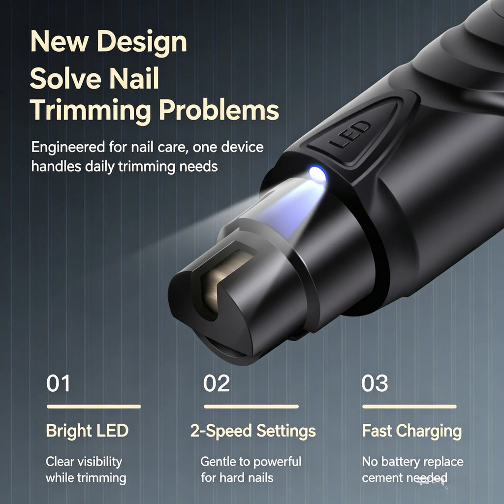 Pet Nail Grinder with LED Illumination 2 Speed Setting Quiet Nail Trimmer USB Rechargeable for Dogs Pets