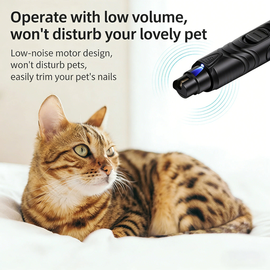 USB Rechargeable Pet Nail Grinder with LED Illumination, 2 Speed Quiet Electric Nail Trimmer, Painless Pet Nail Clipper for Dogs
