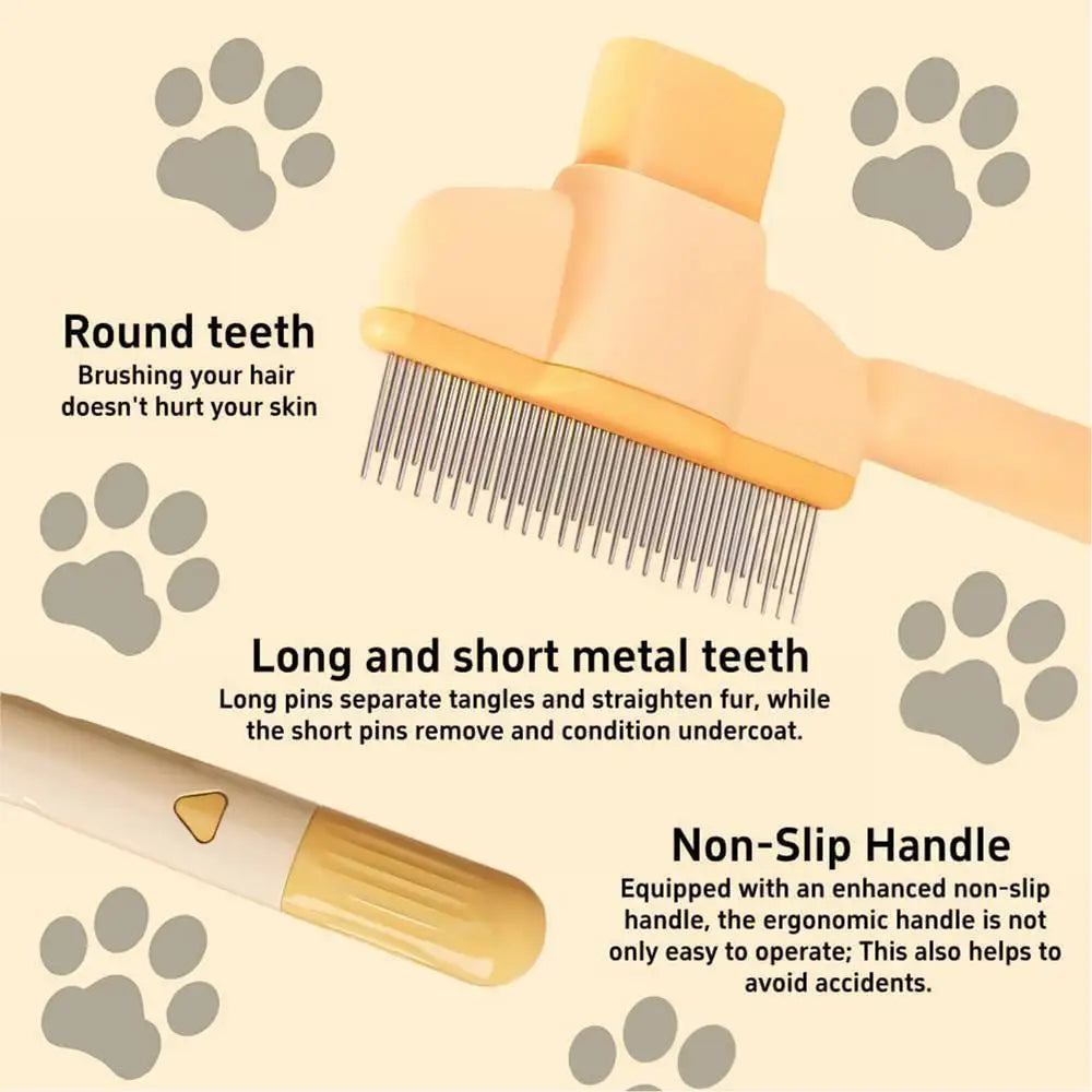 Cat Comb Self-Cleaning Long Hair Matting Tool Dog and Cat Slicker Comb for Pets Shedding Grooming Brush To Remove Knots