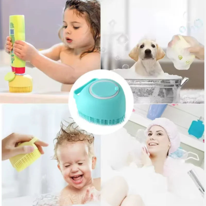 Silicone Dog Bath Massage Gloves Brush Pet Cat Bathroom Cleaning Tool Comb Brush for Dog Can Pour Shampoo Dog Grooming Supplies
