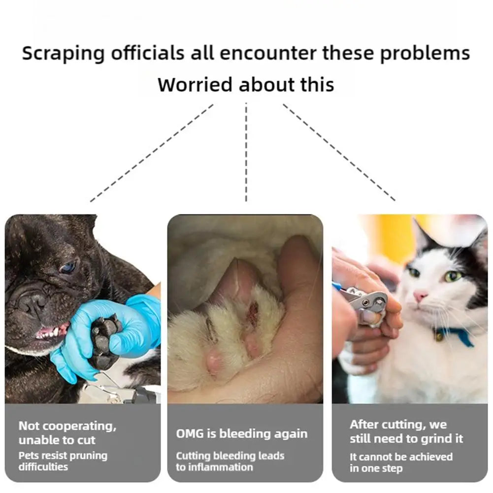 Dog Nail Grinder USB Rechargeable Electric Pet Paws Clipper Super Quiet Rechargeable Electric Dog Nail Trimmer Painless With LED