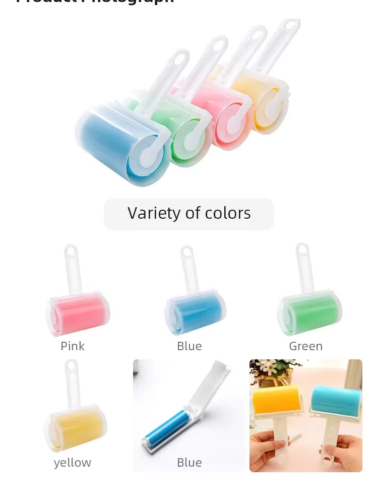 Washable Clothes Hair Sticky Roller Reusable Portable Home Clean Pet Hair Remover Sticky Roller Carpet Bed Sofa Dust Collector