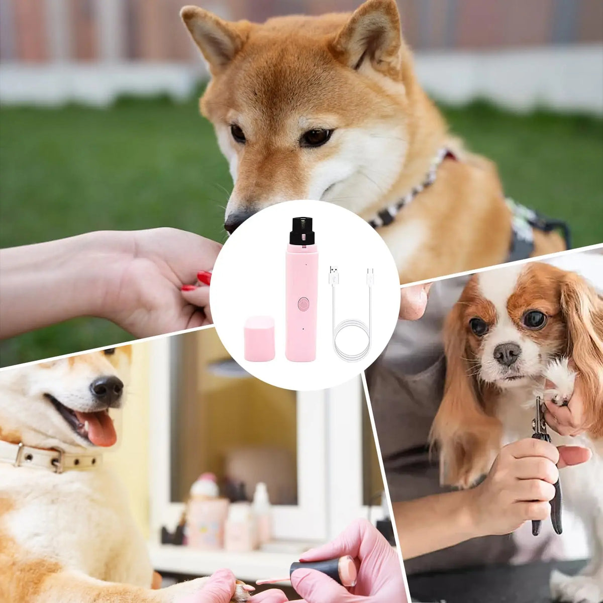 Painless Electric Pet Nail Grinder for Dogs Cats Quiet Claw Trimmer with LED Light Safety Guard Rechargeable Nail File Tool