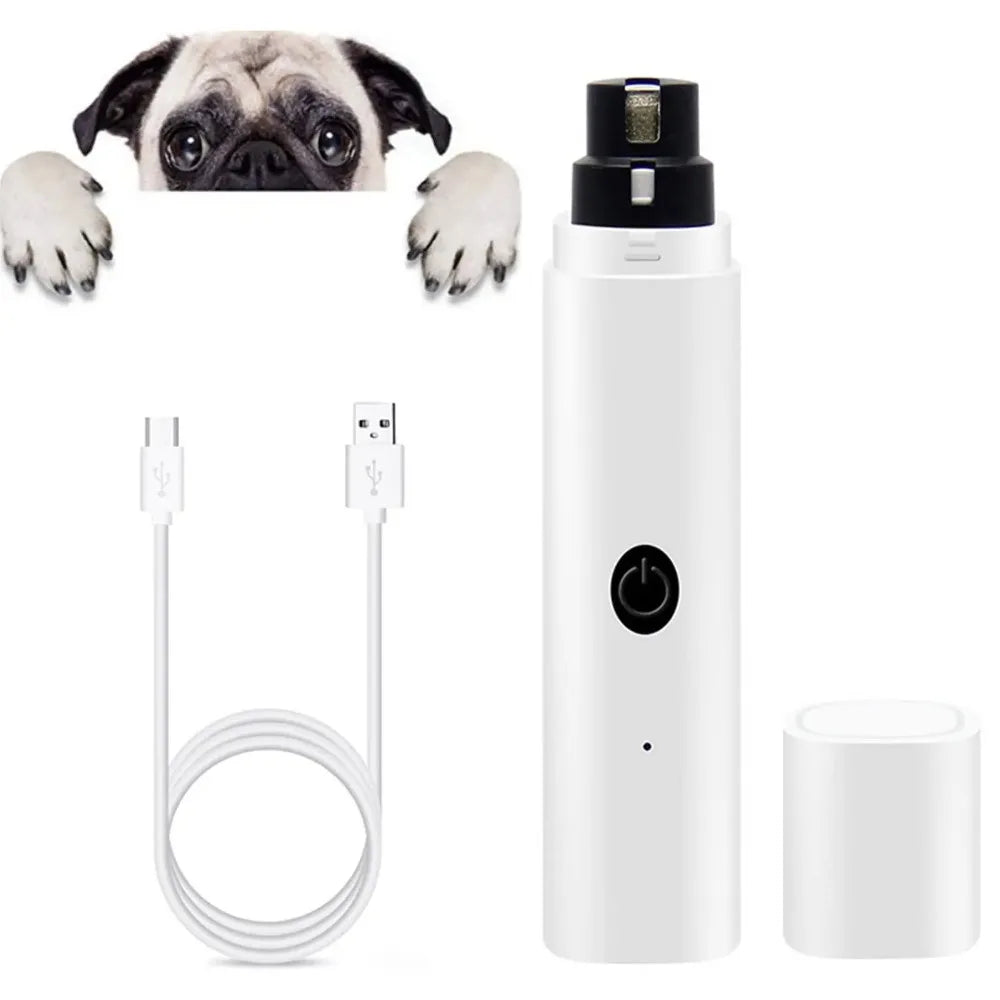Quiet Electric Pet Nail Grinder Rechargeable Dog Cat Claw Trimmer LED Light Safety Guard Puppy Nail File Supplies