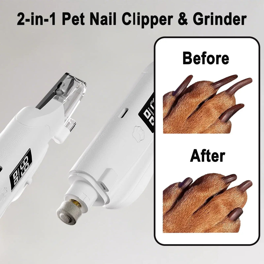 Pet Nail Clippers for Dog & Cat Low Noise Electric Pet Nail Trimmer  with LED Light Rechargeable Quiet Nail Clipper Grinder