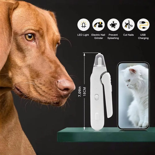 2-IN-1 Pet Nail Clippers Quiet Pet Nail Grinder with 2 LED Lights for Large Medium Small Puppy Dogs Cats Pet Nail Grooming Tools