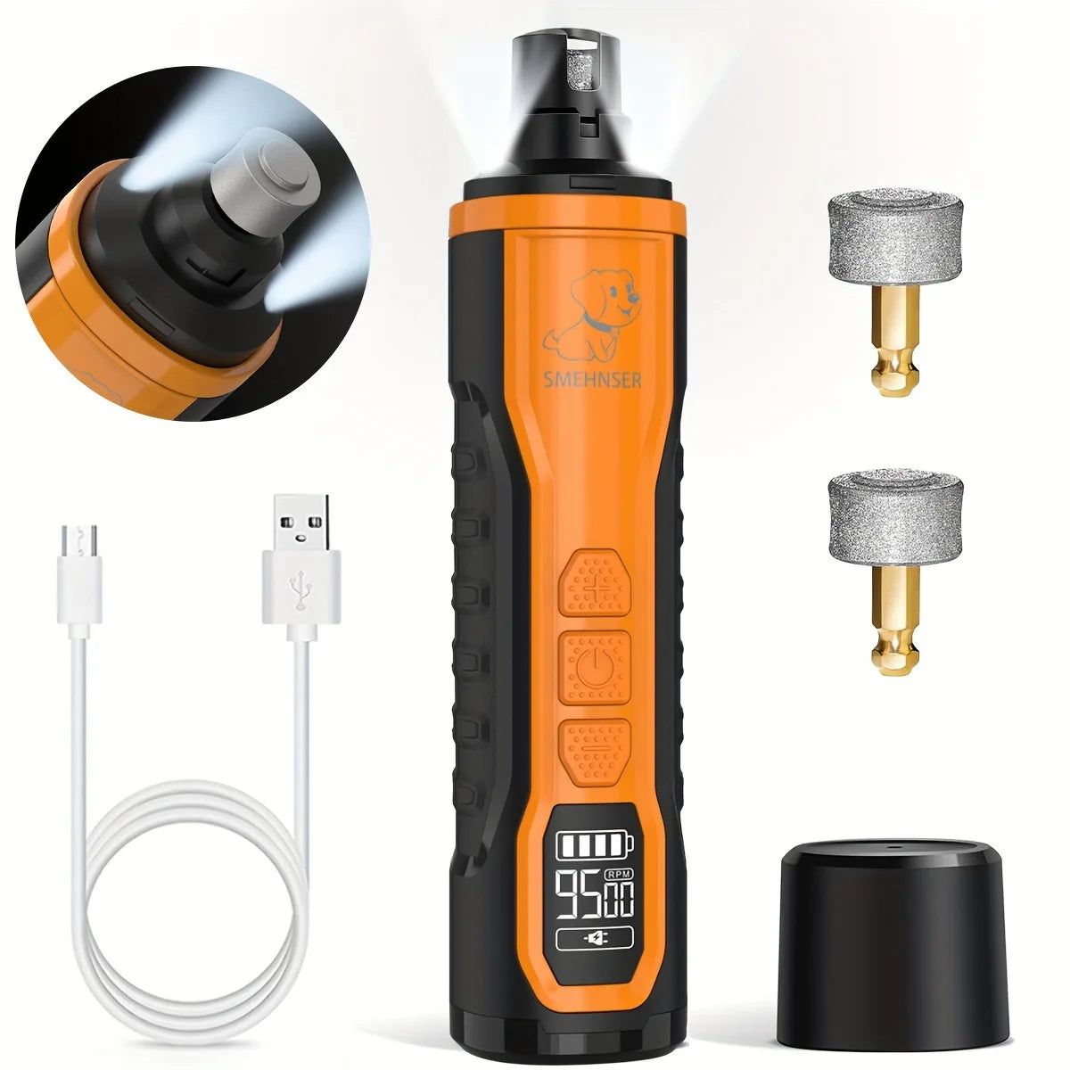 New Electric Pet Nail Grinder: 5-Speed Adjustable, Quiet Operation, for Dogs, Cats, and Large Breeds, with Dual LED Lights