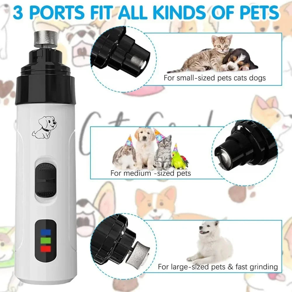 Pet Cat Nail Grinders Pet Nail Clippers LED Quiet Electric USB Charging Rechargeable Pet Dog Paws Nail Grooming Trimmer Tools