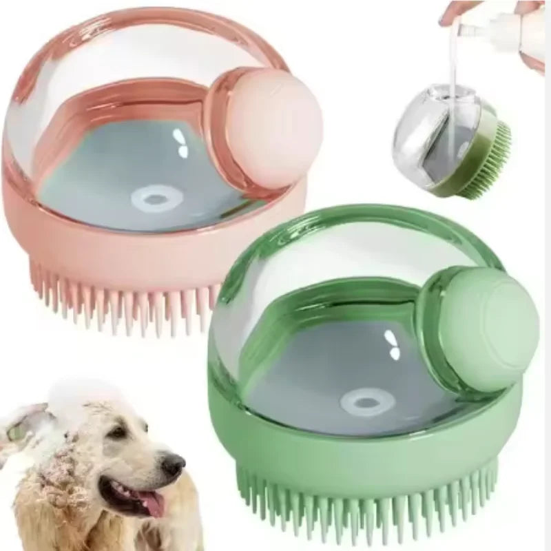 Silicone Dog Bath Massage Gloves Brush Pet Cat Bathroom Cleaning Tool Comb Brush for Dog Can Pour Shampoo Dog Grooming Supplies