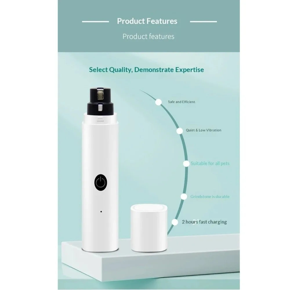 Fashion LED Light Electric Pet Nail Grinder Rechargeable Painless Puppy Nail File Pet Supplies Quiet Nail Grooming Dog Cat