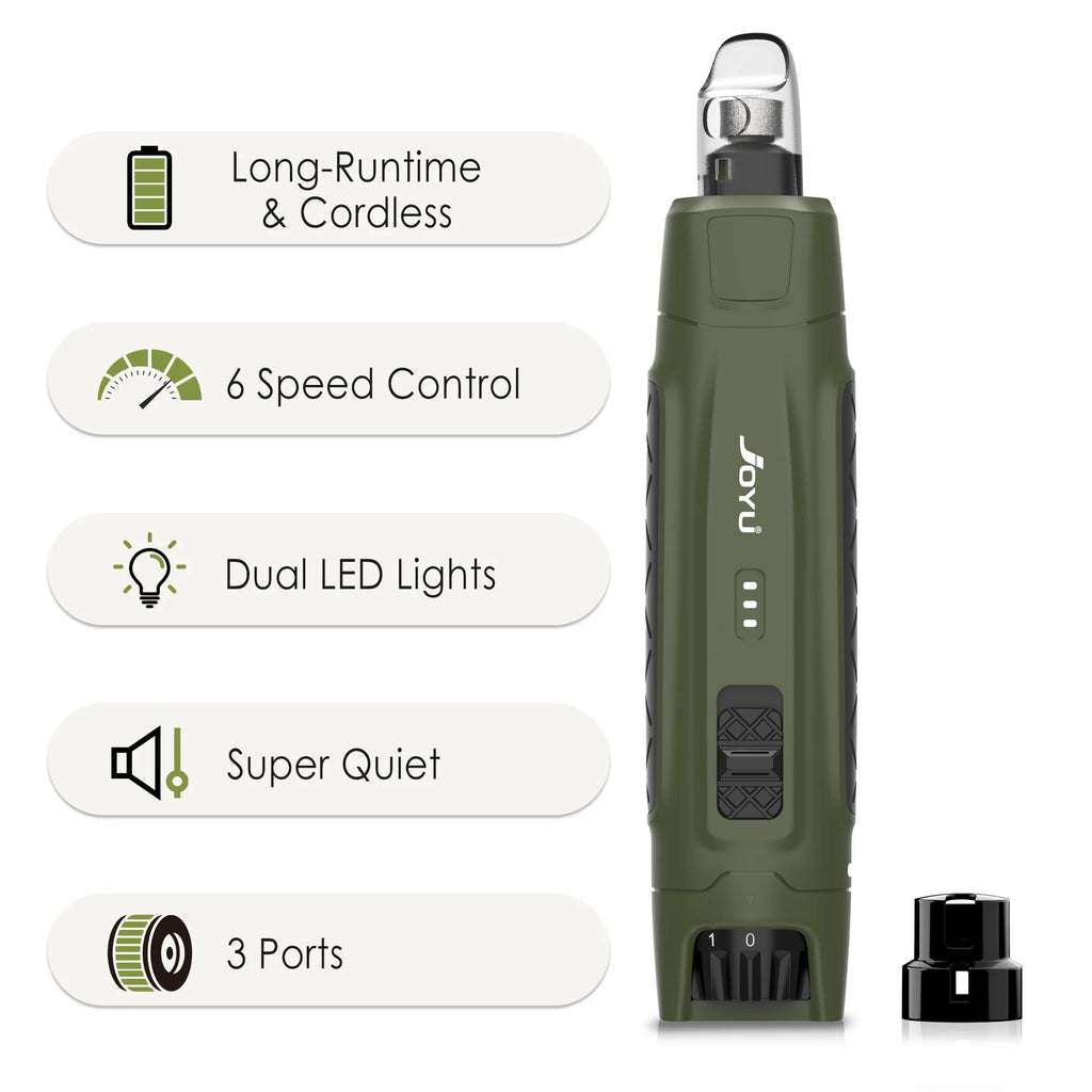 JOYU 6-Speed Quiet Pet Nail Grinder Electric Dog Nail Trimmer Paws Clippers with Dual LED Lights for Cats Claws Cutter Grooming