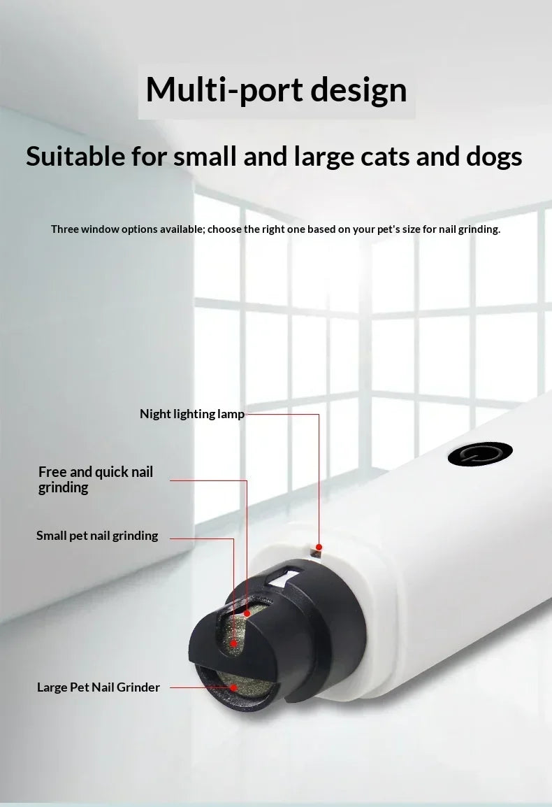 Electric Pet Nail Grinder for Dogs Cats, Quiet Claw Trimmer with LED Light & Safety Guard, Rechargeable Puppy Nail File Painless