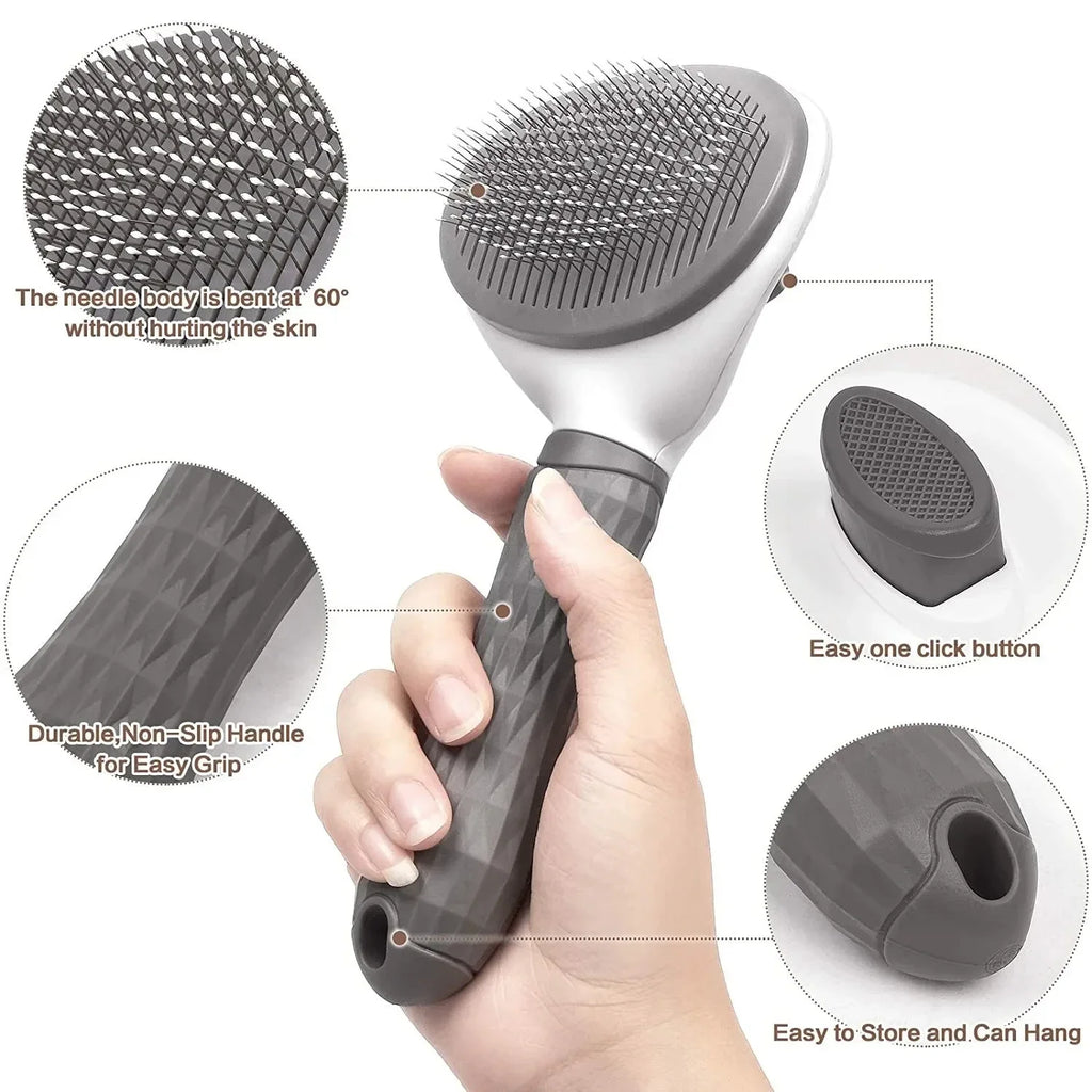 Self Cleaning Slicker Brush for Dogs Cats, Pet Hair Remover Deshedding Comb, Dematting Grooming Tool for Long Short Hair Pets