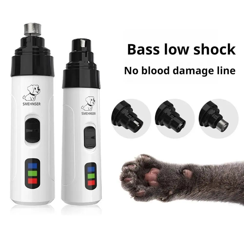 LED Electric Pet Nail Grinder Ultra Quiet USB Rechargeable Pet Nail Trimmer With LED Light Low Noise Paw Care Tool For Dogs Cats