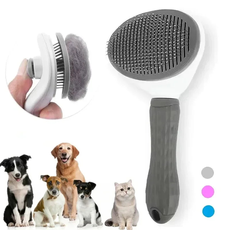 Self Cleaning Slicker Brush for Dogs Cats, Pet Hair Remover Deshedding Comb, Dematting Grooming Tool for Long Short Hair Pets