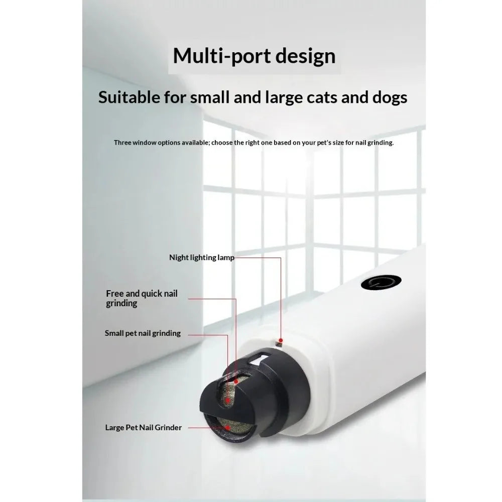 Fashion LED Light Electric Pet Nail Grinder Rechargeable Painless Claw Trimmer Pet Supplies Quiet Puppy Nail File Dog Cat