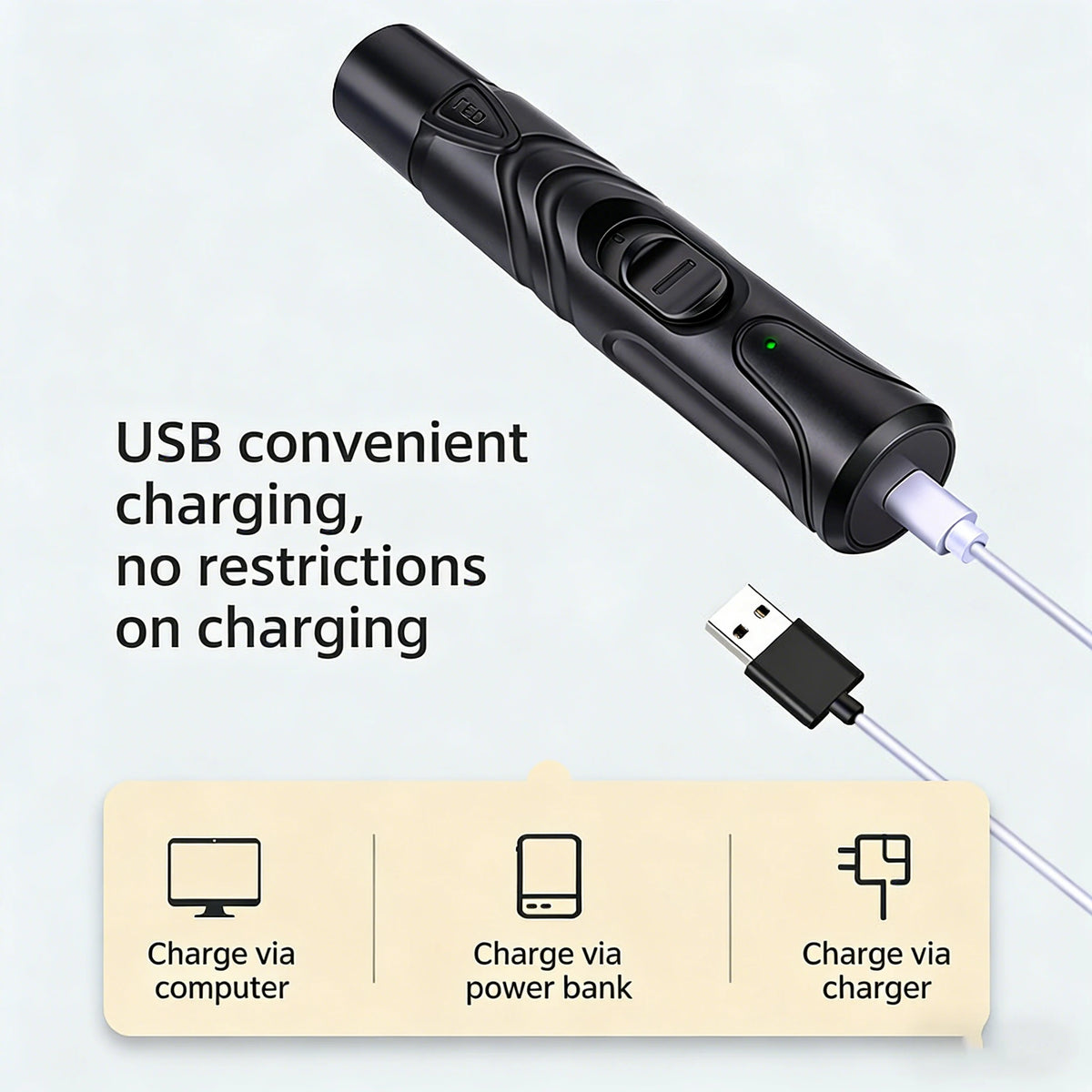 USB Rechargeable Pet Nail Grinder with LED Illumination, 2 Speed Quiet Electric Nail Trimmer, Painless Pet Nail Clipper for Dogs