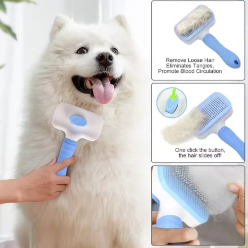 Pet Dog Brush Cat Comb Self Cleaning Pet Hair Remover Brush For Dogs Cats Grooming Tools Pets Dematting Comb Dogs Accessories